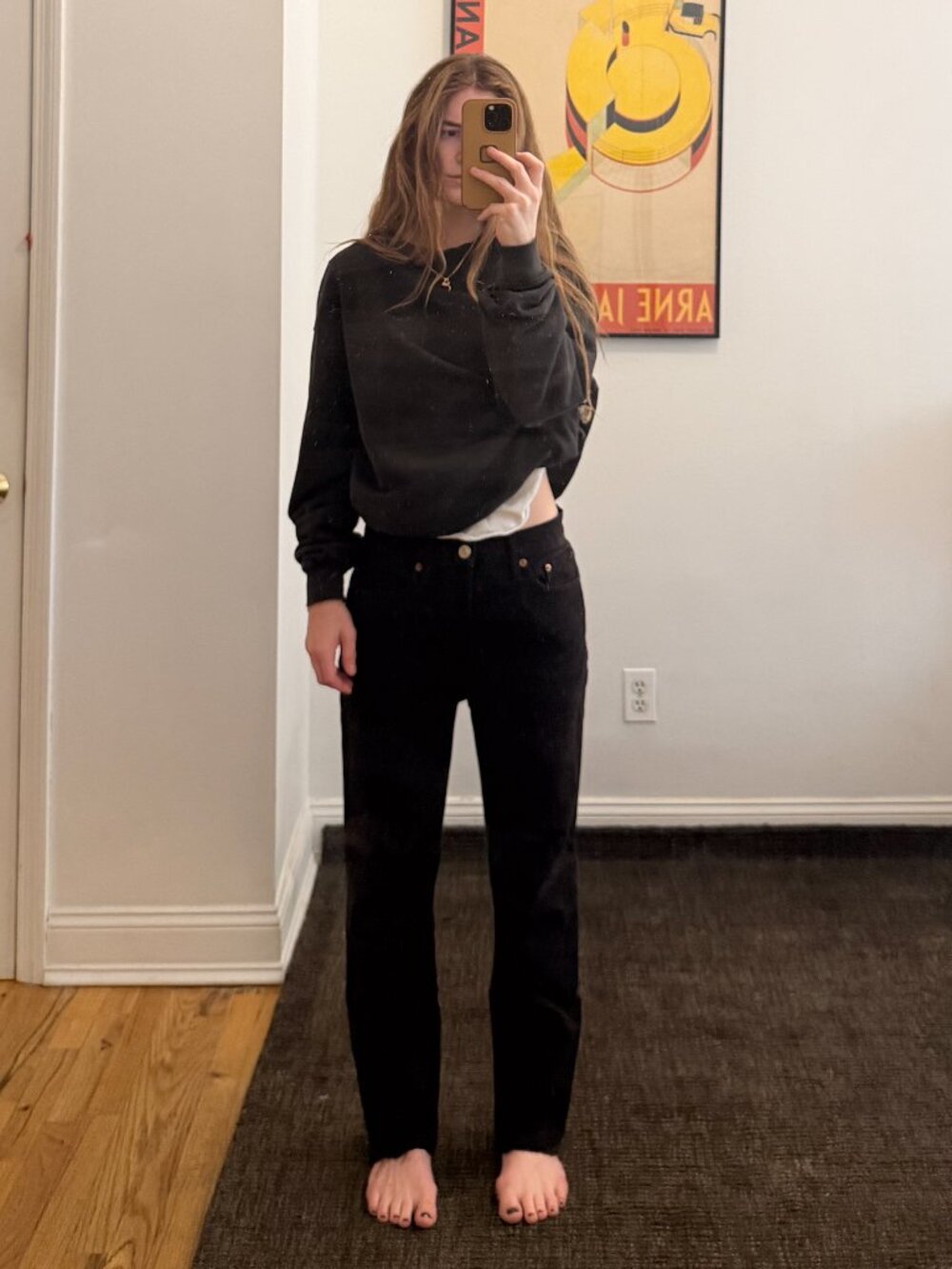 Re/Done Originals Black 70s Stove Pipe High-Rise Jeans Size 26